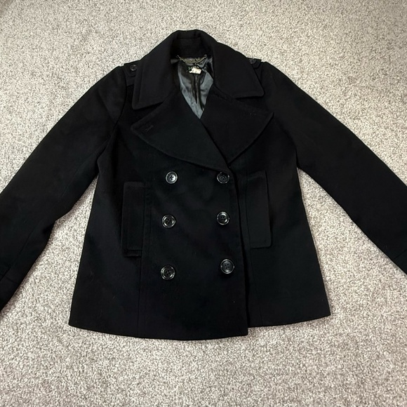Women’s black J. Crew tailored heavy wool pea coat size 6 - Picture 1 of 7